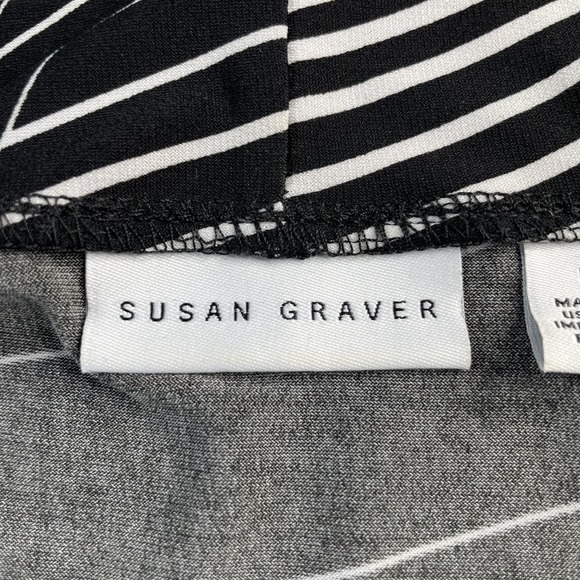 Susan Graver Liquid Knit Open Cardigan Top Women's  Sz Large Black White Stretch - Picture 4 of 16